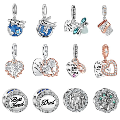 Charm avión y luciérnaga en plata 925 – Amor y viaje, compatible Pandora, pulsera y collar DIY mujer
