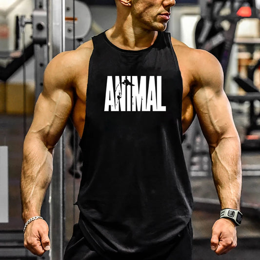 Tank Top de Bodybuilding para Hombre – Camiseta Sin Mangas con Letras y Animales, Gym y Fitness, Verano, Vest T-Shirt Masculina