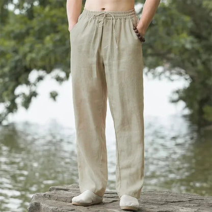 Pantalones Jogger de Playa para Hombre – Streetwear, Algodón y Lino, Casual, Vacaciones Hawaianas, Sueltos, Verano Largo