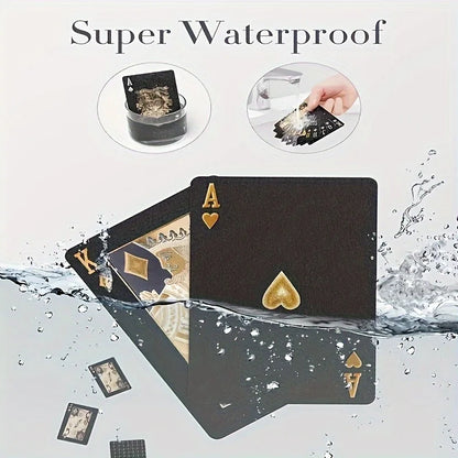 Baraja de Cartas Impermeables Negro y Dorado – Naipes de Lujo para Juegos y Regalos