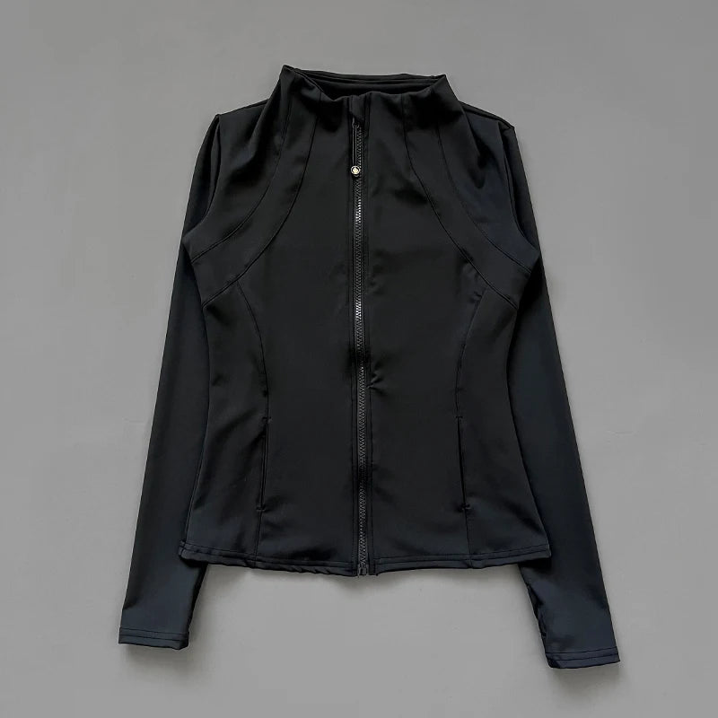 Chaqueta Deportiva de Mujer Quick Dry | Sudadera Slim Fit con Cremallera y Cuello Alto para Yoga, Running y Fitness