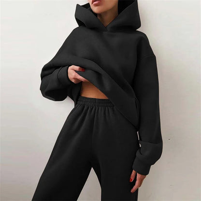 Conjunto Deportivo Mujer 2 Piezas | Sudadera Hoodie Oversize + Pantalón Largo Casual Otoño Invierno