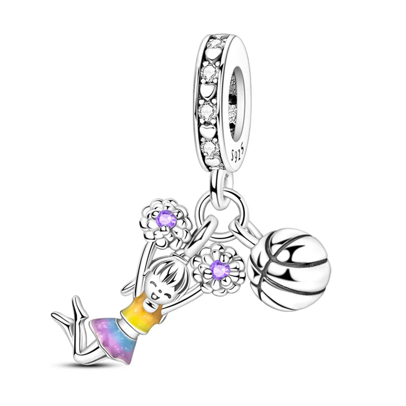 Charm de Plata S925 Hamster, Terrier y Princesa – Abalorios Brillantes para Pulseras Originales 3mm