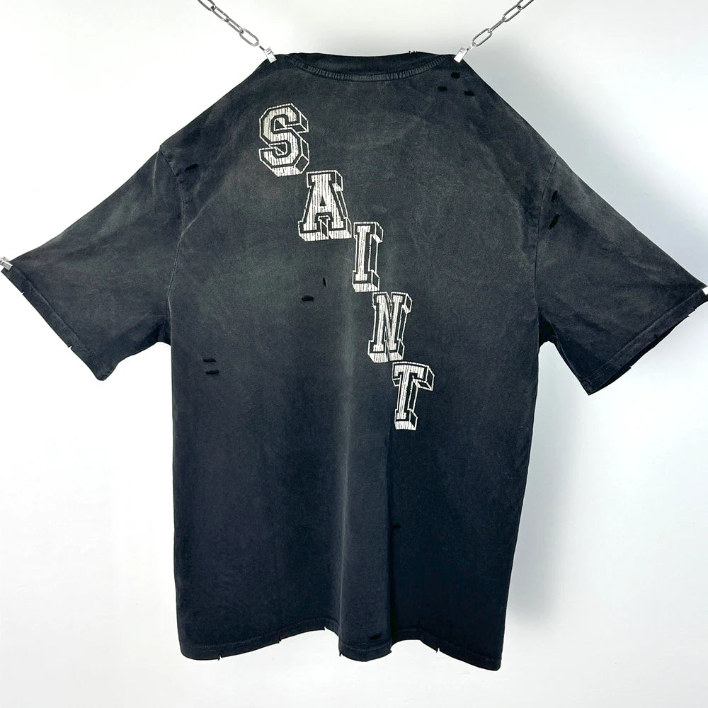 Camiseta Y2K SAINT OF MICHAEL – T-shirt Vintage Oversize con Estampado Gráfico Casual Streetwear para Hombre