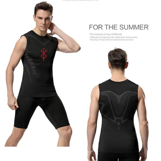 Camiseta Compresiva sin Mangas para Hombre – Tank Top de Gym, Fitness y Baloncesto con Malla y Secado Rápido