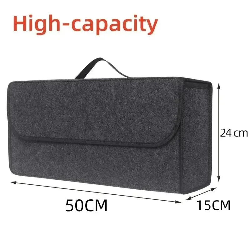 Organizador de Maletero Antideslizante para Coche – Caja de Almacenamiento de Gran Capacidad en Fieltro Suave, Ahorra Espacio