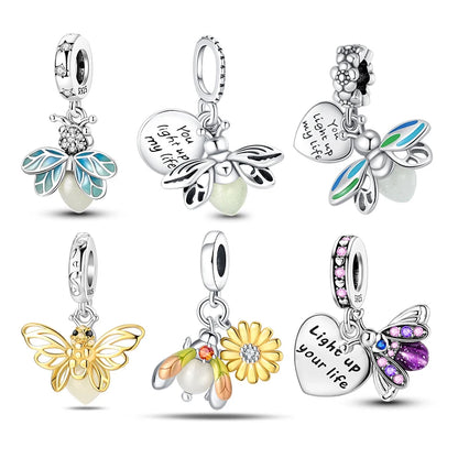 Charm Luciérnagas Brillan en la Oscuridad en Plata 925 – Beads Colgante Compatible Pulsera Pandora Mujer