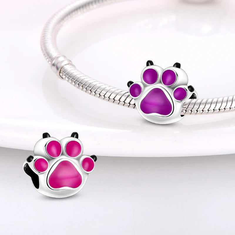 Charm Gato y Perro en Plata 925 – Abalorios 3mm para Pulseras Originales DIY Mujer