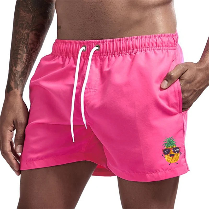 Bañador Hombre Piñas Verano | Shorts Playa Secado Rápido con Bolsillos y Forro – Swimwear Tropical