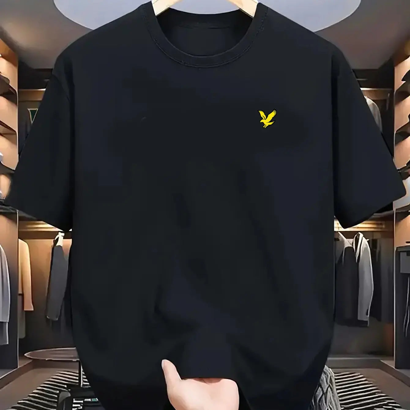 Camiseta Hombre Verano 100% Algodón | Casual Deportivo Oversized | Estampado Águila Manga Corta Cuello Redondo