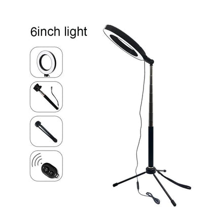 Anillo de luz LED regulable con trípode – Luz de estudio para cámara, teléfono y video con control de brillo para selfies y streaming