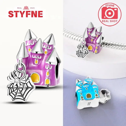 Charm Colgante de Halloween Plata 925 | Bruja Mágica con Efecto Luminoso para Pulsera Original