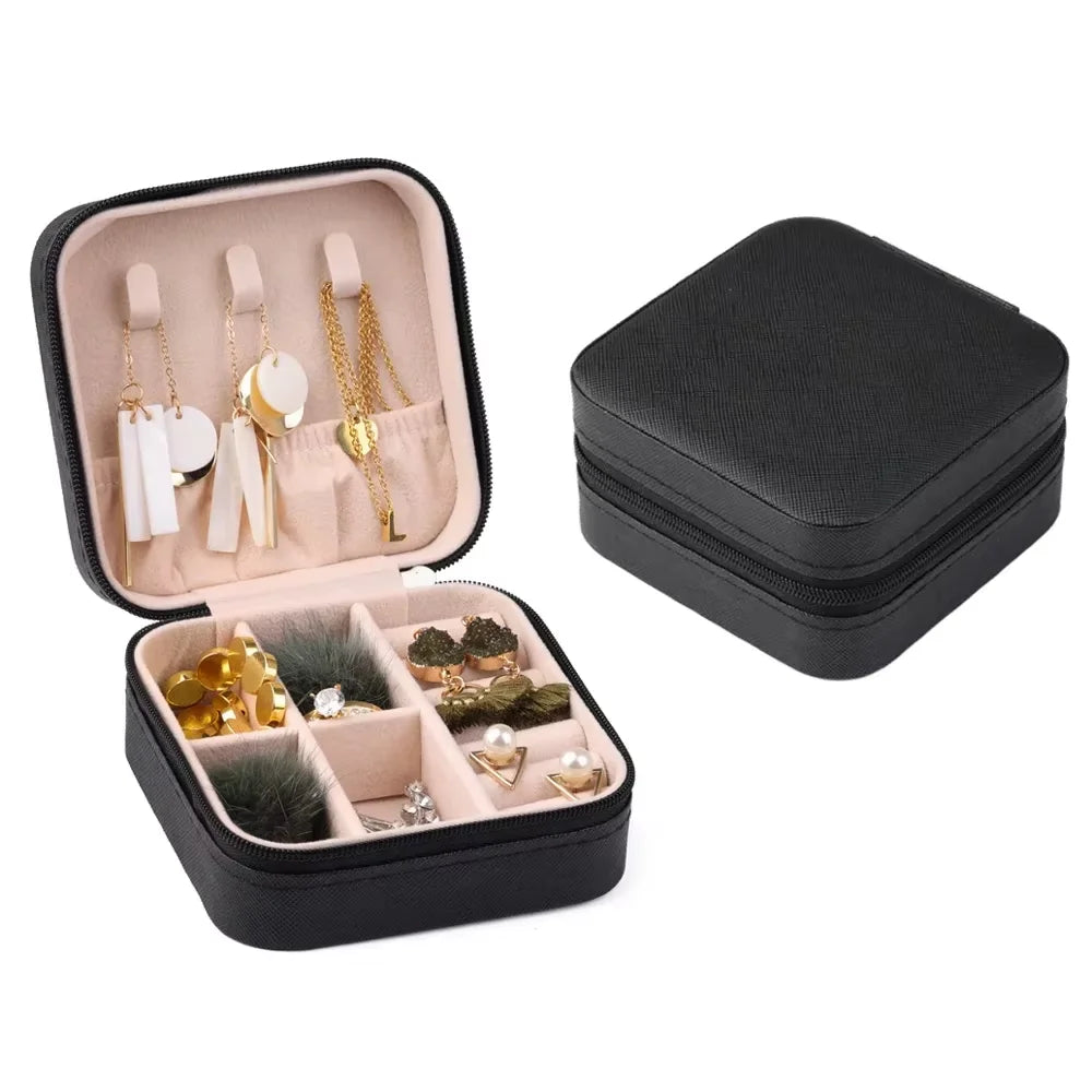 Estuche de Viaje para Joyería | Caja Organizadora de PU Leather | Mini Joyero Portátil para Anillos, Pendientes, Pulseras y Collares