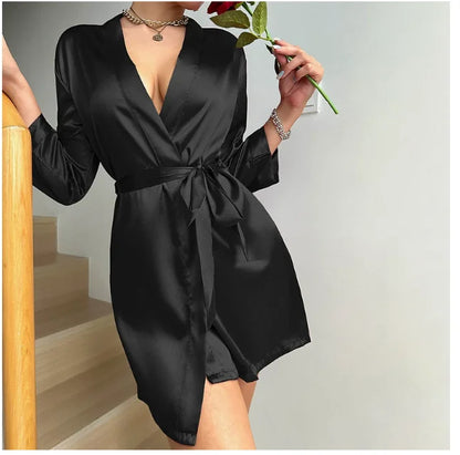 Bata Kimono Mujer Satén Suave | Albornoz Corto Elegante Novia Damas de Honor