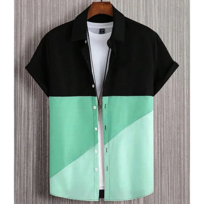 Camisa Oversize Hombre Verano | Shirt 3D Patchwork Plaid Estampada Casual Streetwear Manga Corta