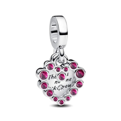 Charm Plata 925 Colgante Rosa Mariposa Corazón Flor Pájaro | Dije Para Pulsera Pandora Compatible