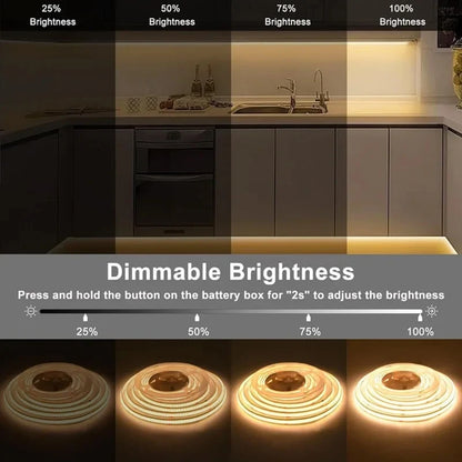 Tira LED COB USB 5V con Control Táctil – Luz Cálida o Blanca, 320 LEDs/m, Alto Brillo para TV, Espejos y Decoración