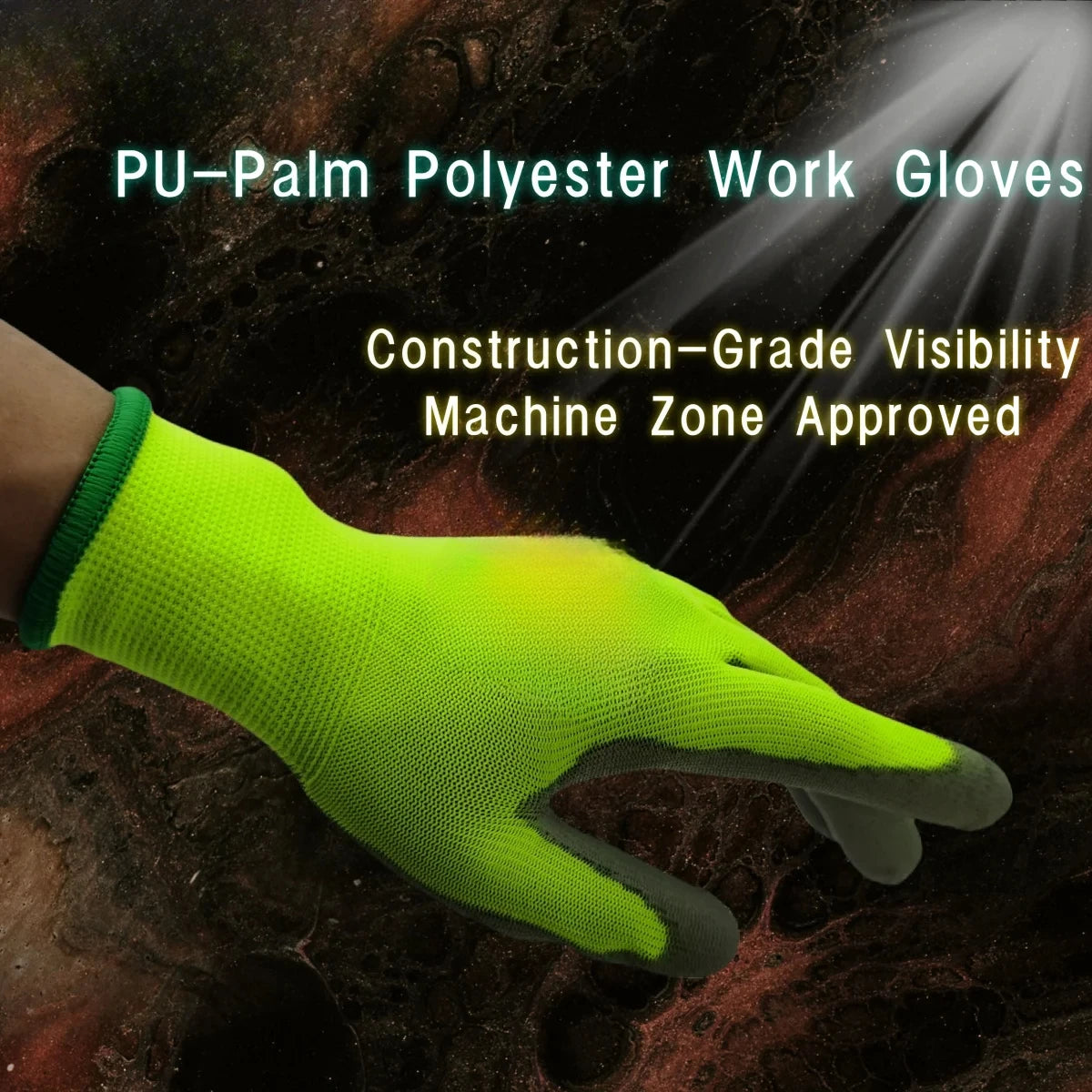 10 Pares Guantes de Trabajo PU 🧤 Antideslizantes, Resistentes y Ligeros – Guantes de Seguridad Certificados EN 388/ISO20471 (Tallas S/M/L/XL)