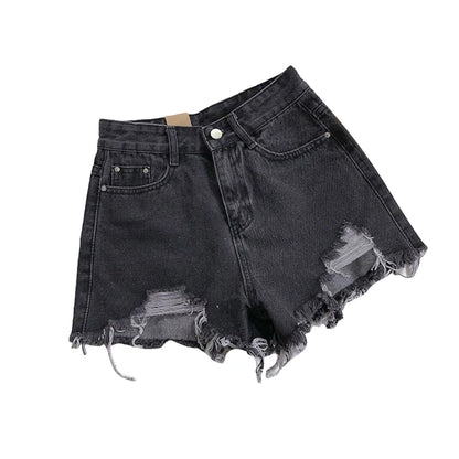 Shorts Vaqueros Mujer Cintura Alta | Denim Coreano Pierna Ancha con Roturas Streetwear 2024