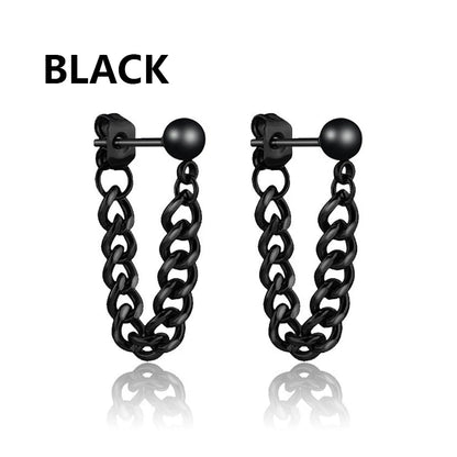 Aretes Punk de Acero Inoxidable Negro – 1 Par de Pendientes Unisex Estilo Hip Hop Vintage