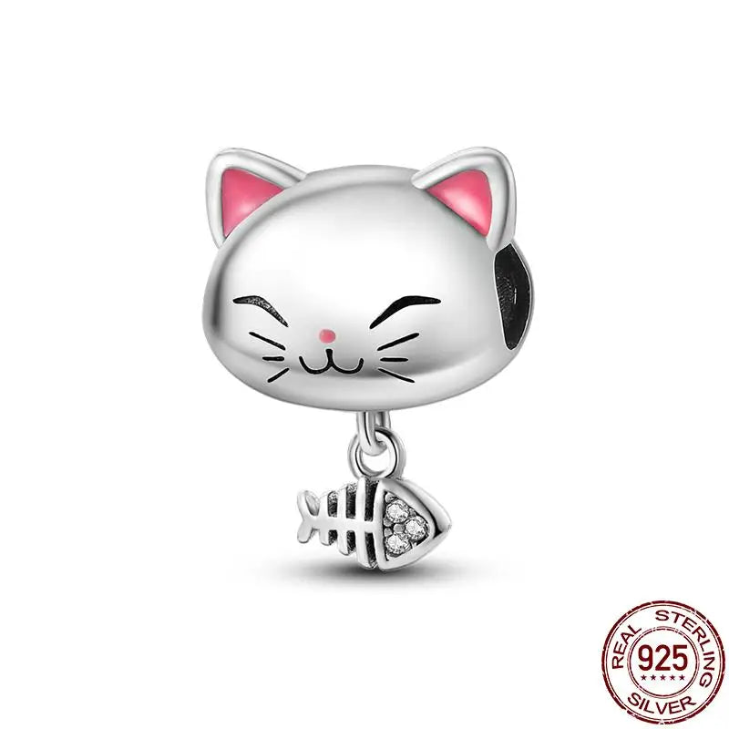 Charm animal mascota en plata 925 – Abalorio elegante para pulsera o collar tipo Pandora, joyería personalizada mujer