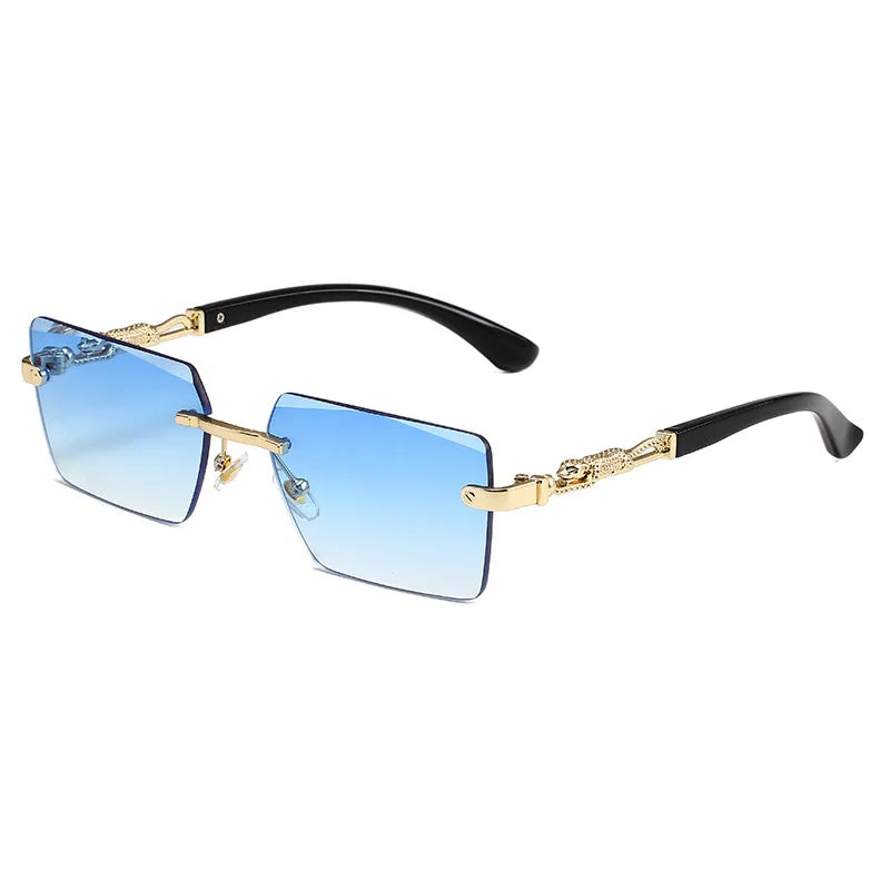 Gafas de Sol Rectangulares Sin Montura Unisex | Fashion Rimless UV400 Retro para Playa, Viajes y Deportes