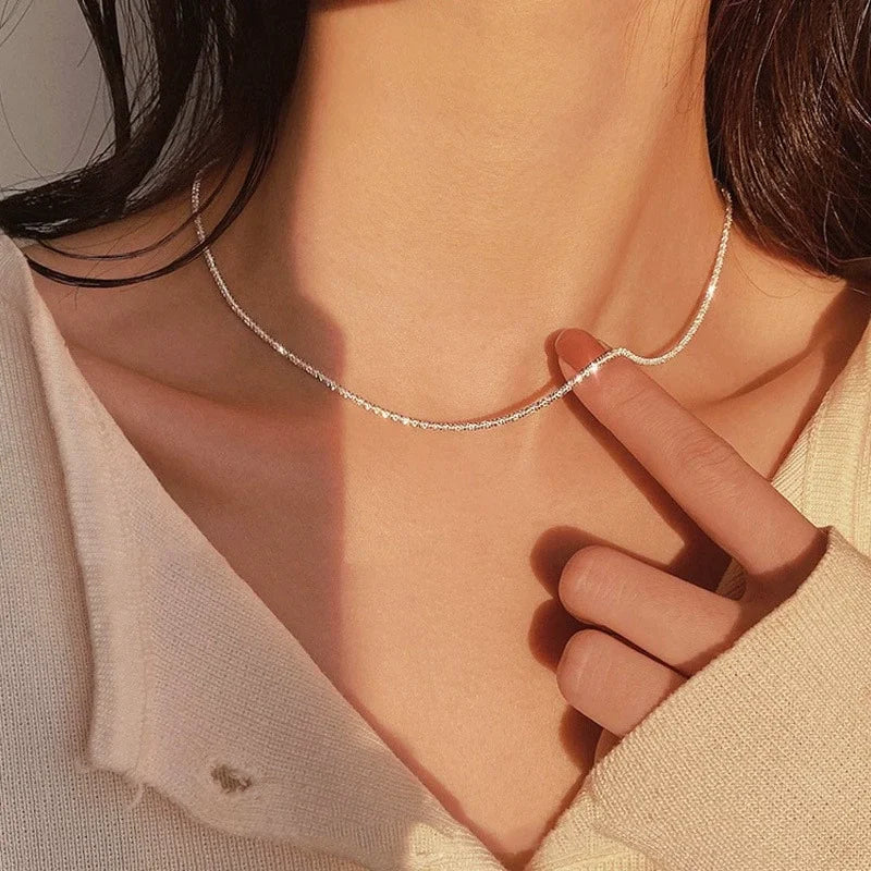 Pulsera Choker de Plata Brillante para Mujer - Joyería Fina de Fiesta y Boda
