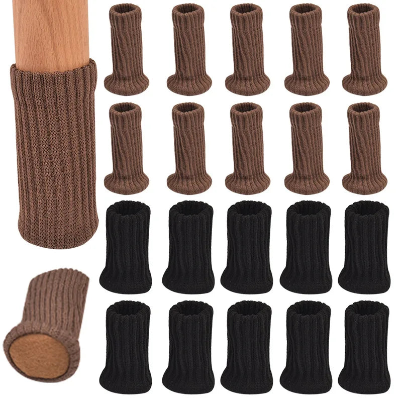 16PCS Fundas de Pies para Sillas Tejidas – Protectores de Suelo Antideslizantes, Silenciosos y Engrosados para Mesa y Silla