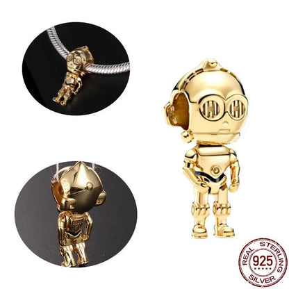 Charm Star Wars Mandalorian en Plata 925 – Abalorio Yoda y Casco Mandalorian para Pulsera Original Mujer