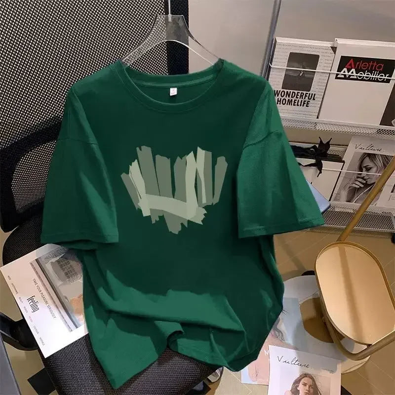 Camiseta Oversize Mujer Algodón Puro Blanca | Casual Verano 2024 Manga Corta