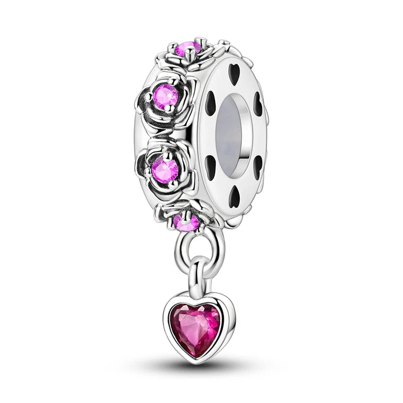 Charm de Plata 925 con Mariposa y Dragón – Abalorio Colorido con Zirconia Arcoíris para Pulseras DIY