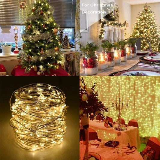 Guirnalda Solar LED Exterior Impermeable – 50/100/200/300 Luces para Jardín, Navidad y Fiestas