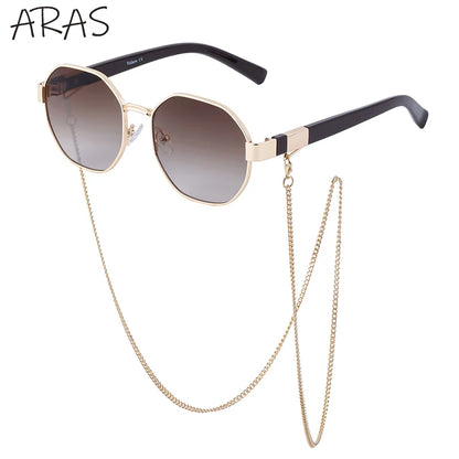 Gafas de Sol Poligonales con Cadena para Mujer | Tendencia 2025 Lujo y Estilo Único