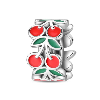 Charms de Plata 925 Frutas (Fresa, Cereza, Manzana y Aguacate) – Abalorios Coloridos para Pulseras Originales