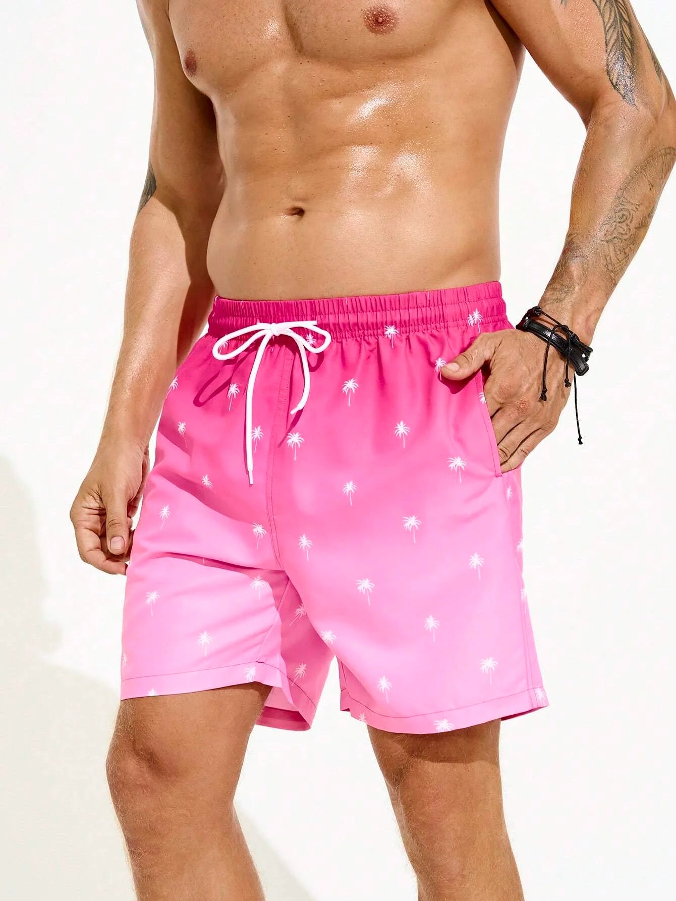 Bañador Hombre Degradado Palmeras 3D | Shorts Playa Oversize Surf y Natación – Ropa Tropical Verano