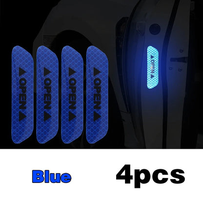 4PCS Stickers Reflectivos Puerta Auto – Cinta Advertencia Seguridad