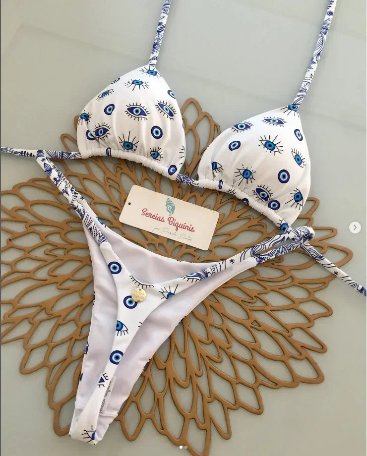 Bikini Sexy Mujer 2025 | Halter Lace-Up Y2K Playa y Piscina