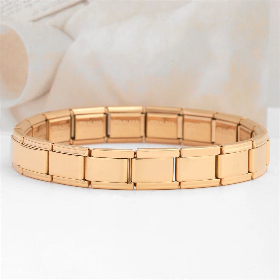 RAKOL Cadena Italiana Clásica de Acero Inoxidable – Colgante y Enlace 9mm para Pulsera DIY Hombre y Mujer