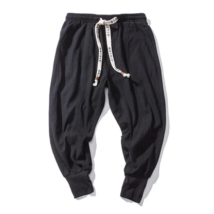 Pantalón Harem Hombre Algodón Lino | Jogger Holgado Streetwear Casual con Cintura Elástica