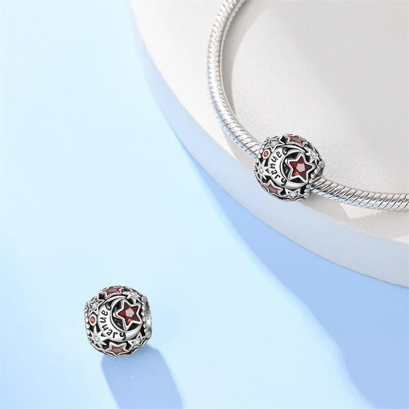 Charm de Plata 925 con Piedra de Nacimiento – Bead Brillante para Pulsera, Regalo de Cumpleaños Mujer