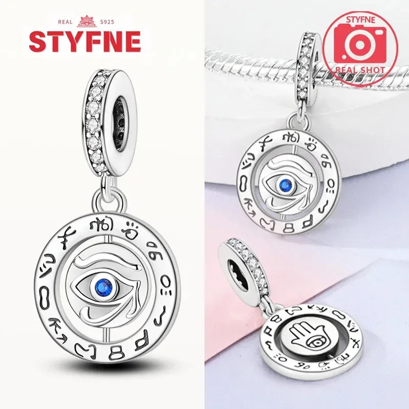 Charm Plata S925 Corazón Nudo Celta con Ojo Azul | Dije Compatible con Pulsera Pandora