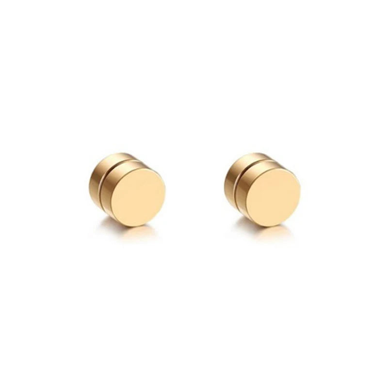 Aretes Magnéticos de Acero Inoxidable para Hombre – Estilo Hip Hop, Falsos y Personalizados