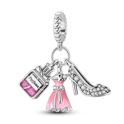 Charm Botella de Perfume en Plata 925 con Corona Rosa – Abalorio Romántico para Pulseras Tipo Qikaola, Regalo San Valentín