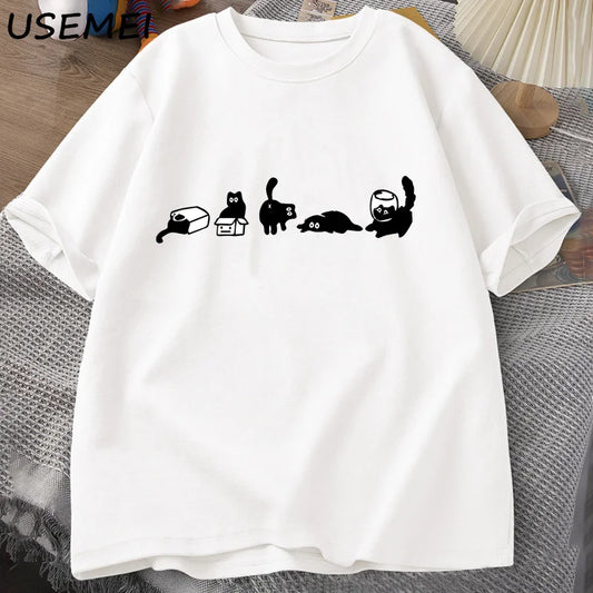 Camiseta Unisex 2025 | Oversize “Five Mood Cats” para Amantes de los Gatos
