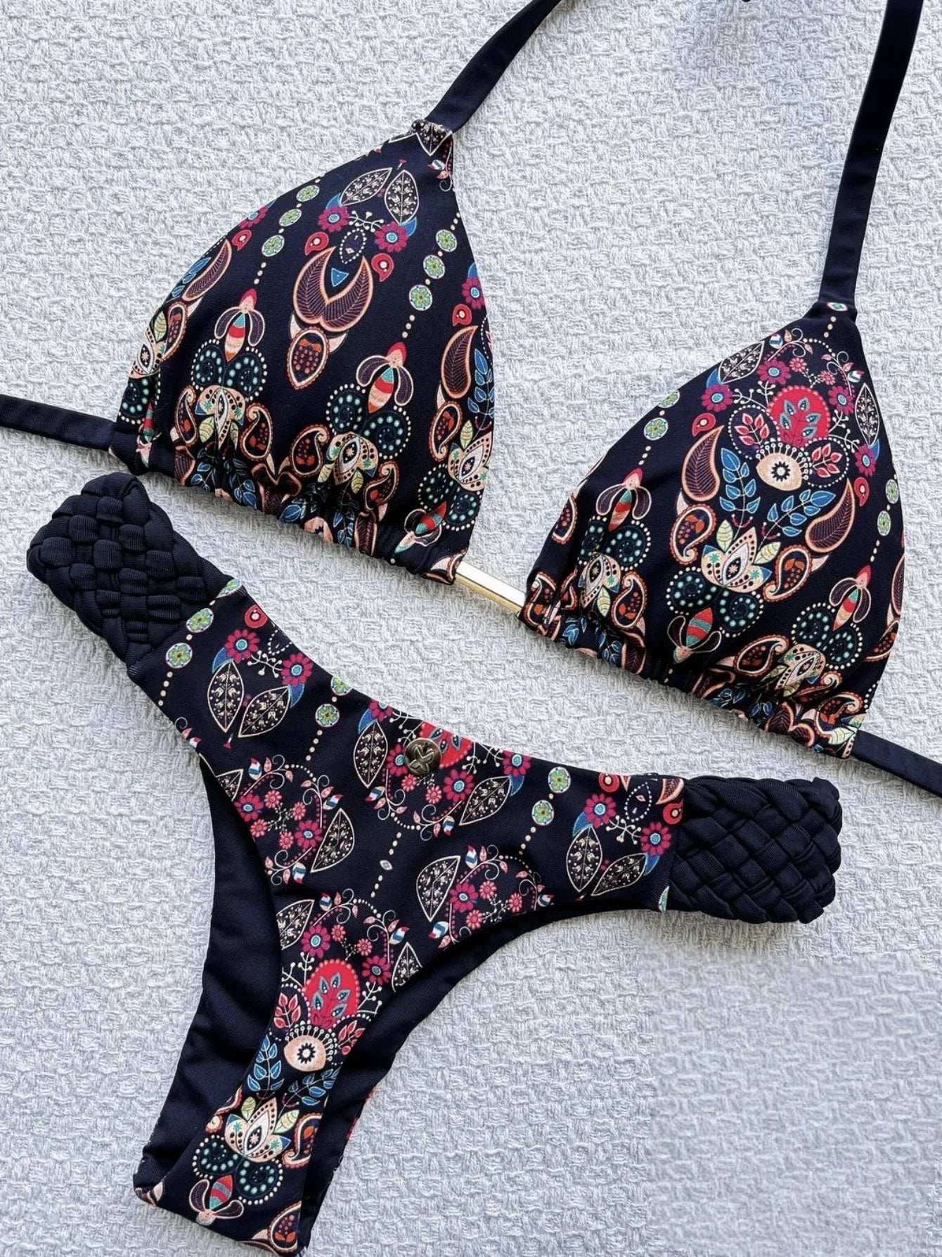 RUOTONGSEPT Bikini Halter Mujer | Mini Tanga Estampado Corte Alto 2 Piezas