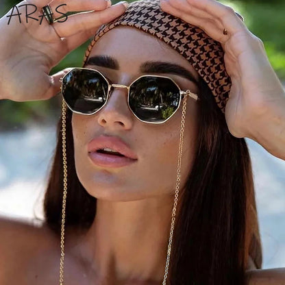 Gafas de Sol Poligonales con Cadena para Mujer | Tendencia 2025 Lujo y Estilo Único