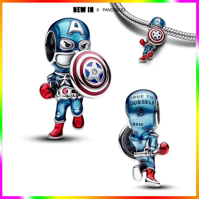 Charm Marvel Disney en Plata 925 – Abalorios Captain America, Wolverine y Deadpool para Pulsera Original Mujer
