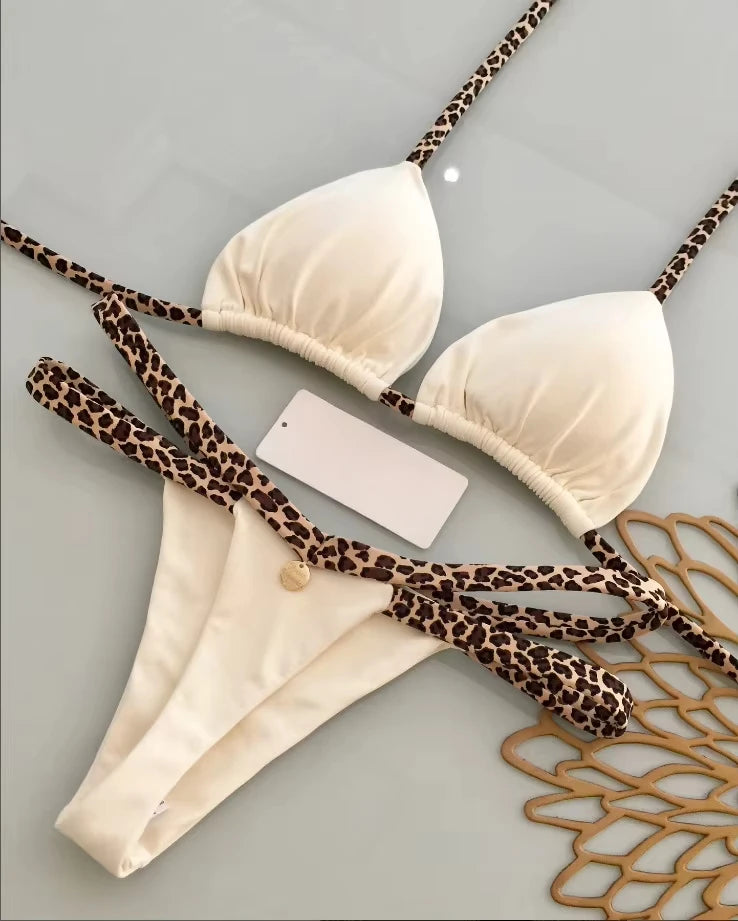 Bikini Mujer Leopardo Sexy | Traje de Baño Tanga Swimwear Playa Verano