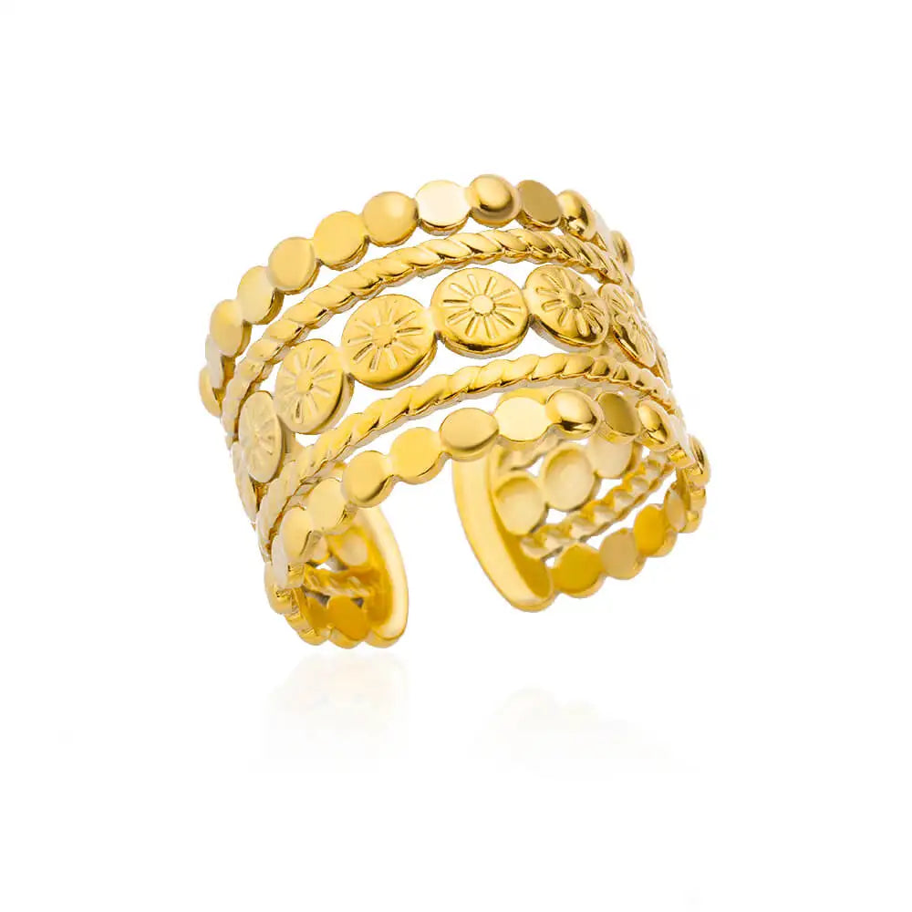 Anillos Clásicos de Acero Inoxidable 316L para Mujer - Color Dorado de Lujo Antialérgico y Duradero