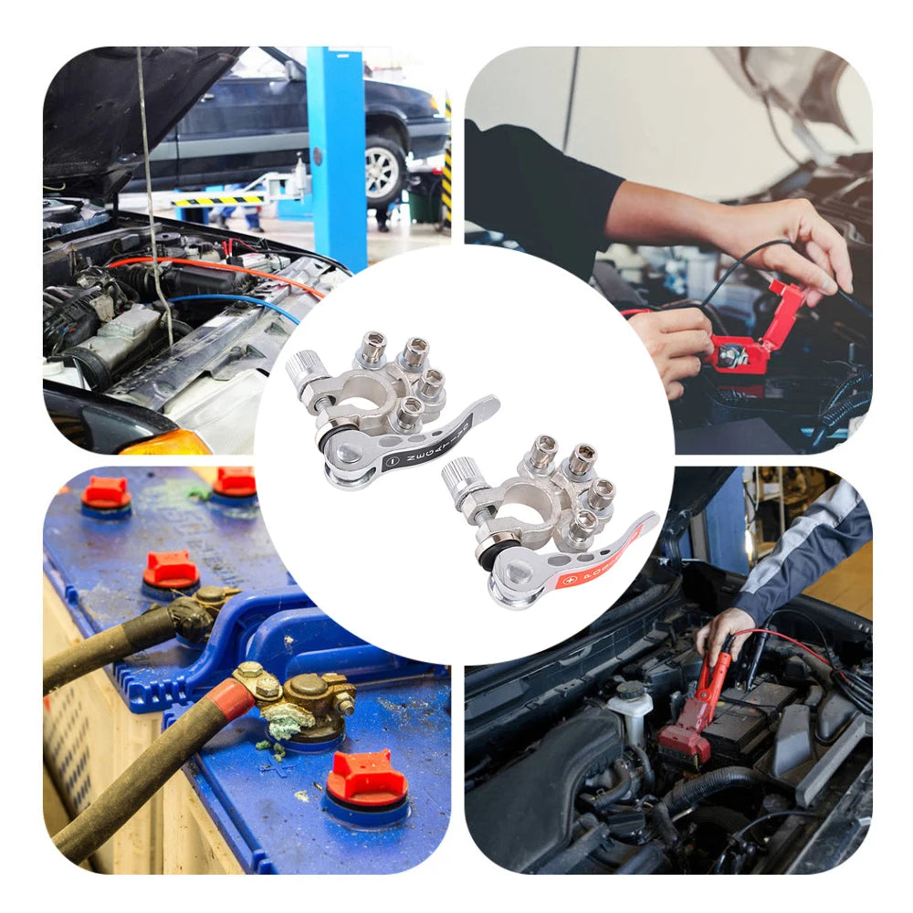 Terminales de Batería para Coche – Adaptador de Cable con Abrazaderas de Cobre, Conectores Rápidos Desconexión/Conexión para Baterías de Auto